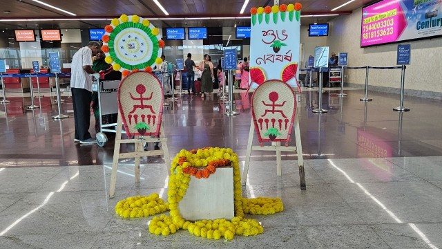 Traditional decorations were arranged at Agartala MBB Terminal on Bengali New Year on April 14